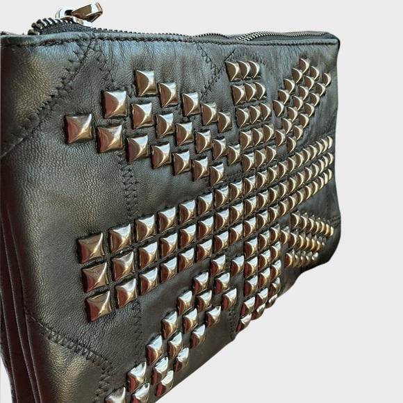 SSAMZIE Studded Black Leather Crossbody Bag Korean - Picture 3 of 13